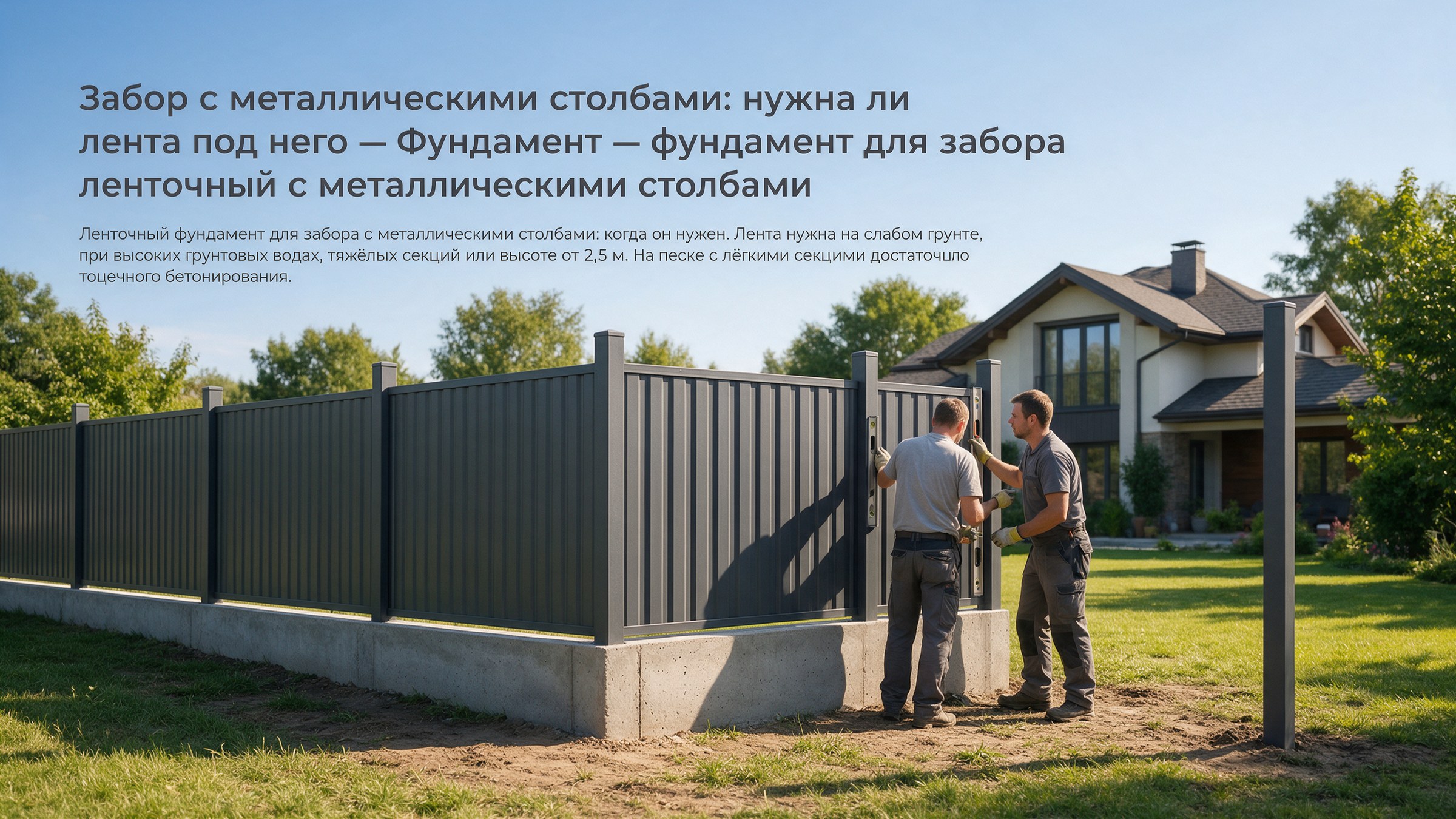 Ленточный фундамент для забора с металлическими столбами: когда он нужен